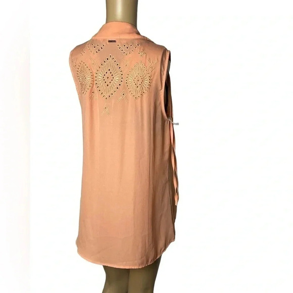 LADY DUTCH HIGH SOCIETY sleeveless peach blouse , sz SM and LG . Long fringes - Picture 9 of 16